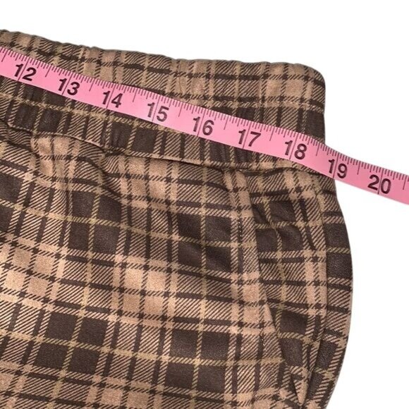 Classic Concepts Plaid Brown/Beige Elastic Waist Pants 2XL Polyester/Spandex Str - Picture 7 of 8